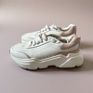 DOLCE & GABBANA Daymaster White Pink Leather Trainers Sneakers Size 37.5 / 7.5